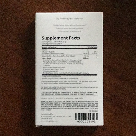 Monat- Energy Stick packs, 6 count, berry blast flavor - Picture 2 of 3